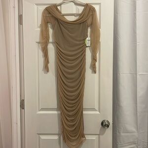 Sheer off the shoulders midi dress NWT dress is lined